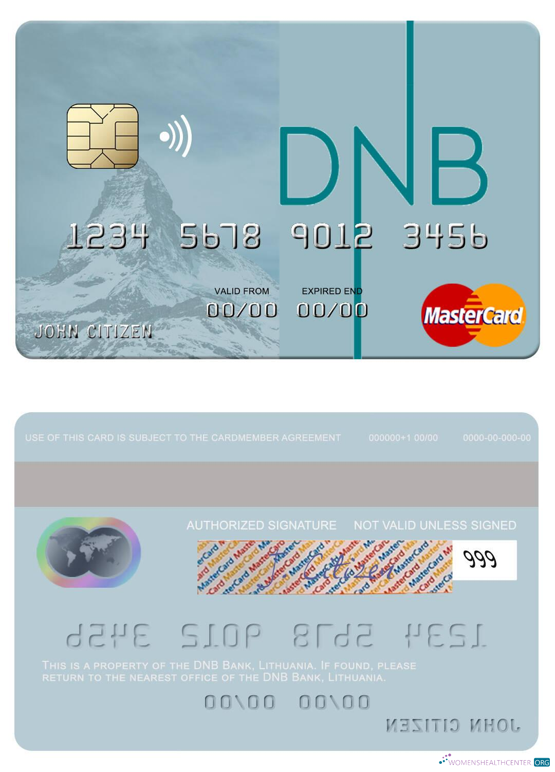 Download Lithuania DNB Bank mastercard Photoshop template